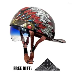 Мотоциклетные шлемы 2024, бейсбольная кепка, винтажный ретро-летний летний скутер, круизер, чоппер, Gangster DS, с ветровым стеклом