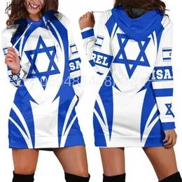 Urban Sexy Dresses Israel Flag Hoodie Dress Vintage Harajuku 3D Printed Flag Jumper Casual Sexig Female Hoodie Dress 240223