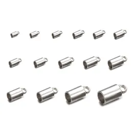 50PCS 15 Sizes Chain Cord Crimp end Beads Stainless Steel Bucket Cord Crimp End Caps Fasteners for Jewelry DIY Making Accessories 218m