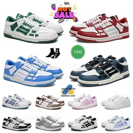 Wholesale Bone shoes ami Unisex green white grey bule red white light grey black purple pink brown fluorescent yellow skeleton shoe