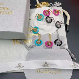Planet-Halskette, Designer-Halskette für Frau, Vivienen Luxusschmuck, Viviane Westwood, Trumpetwestern, 3D-Emaille-Planet-Halskette, weibliche Nana, gleiche Lucky Bag Matching