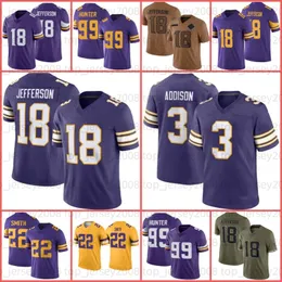 Addison 18 Justin Jefferson Football Jersey Aaron Jones TJ Hockenson Xavier McKinney Harrison Smith Adrian Peterson Randy Moss CJ Ham Joshua Dobbs Jay Ward KJ Osborn