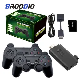 لوحات المفاتيح Brodio Retro Video Game Console 2.4G Wireless Console Game Stick 4K 10000 Games Games Game Game Console for PS1/GBA TV