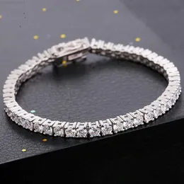 Teste de passagem de diamante personalizado hip hop gelado ouro rosa 925 prata 6.5mm pulseira de corrente de tênis moissanite