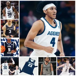 Utah State Aggies 2024 Jersey Custom Stitched Mens 15 Rylan Jones 12 Mason Falslev 24 Zee Hamoda Trevin Dorius Kalifa Sakho Nigel Burris Utah State Basketball Jerseys