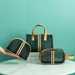 Cosmetic Bags Mesh Handbag Toiletry Makeup Travel Storage Bag Transparent Bath Swim Breathable Three-piece Set