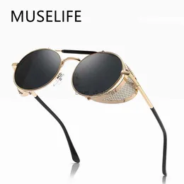 النظارات الشمسية Muselife Retro Round Metal Sunglasses Steampunk Men Women Grand Grands Glasses Oculos de sol Shades UV Protection H24223