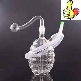 Mini narghilè creativo protettivo Granata anticarro spessa e inebriante Forma bong per acqua dab rig con bruciatore a nafta in vetro maschio da 10 mm e tubo in silicone per fumare