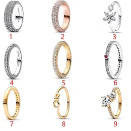 2024 O NOVO mais recente anel de prata 925 libras banhado a prata com diamantes completos em ouro rosa para mulheres