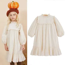 Girl's Dresses 0-6Y Lace Princess Girl Dress Solid White Baby Long Sleeve Dress Toddler Infant Girl Clothes Kids OutfitsL2402