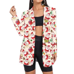 Blazers Christmas Blazers Women's Suit Lady Custom Plaid Printed Floral Woman Jacket Camouflage Santa Claus Oversized Office Dropship