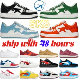 Sapatos casuais de designer Sk8 sta Homens Mulheres Plataforma Sapatilhas Preto Patente Azul Laranja Verde Branco Pastel Camuflagem Macaco Skateboarding Jogging Treinadores Sapatilhas