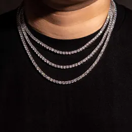 Ювелирные изделия Qianjian, 4 мм, 5 мм, цвет Vvs, теннисный браслет из моссанита, ожерелье, стерлинговое серебро 925 пробы, с платиновым покрытием, муассанит Ne