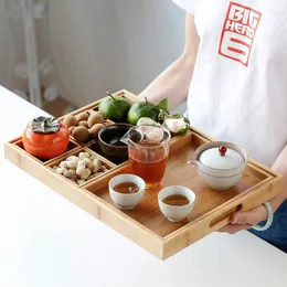 Bandejas de chá Bandeja de bambu Criativa sete peças de jantar mesa seca jarro bolo servindo