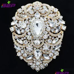 Pins Broches Grande Broche Pins Nupcial Jóias De Casamento 4.9 Polegadas Strass Cristal Mulheres Acessórios 4045 Drop Delivery Dhxzb