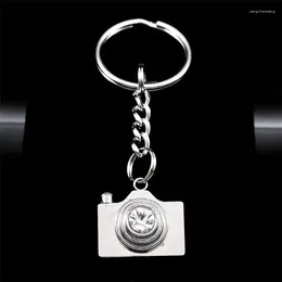 Schlüsselanhänger Kawaii Mini Spielzeugkamera Metall Schlüsselanhänger für Frauen Männer Edelstahl Silber Farbe Auto Schlüsselanhänger Schmuck Geburtstagsgeschenk K6206SRS08