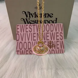 Planet-Halskette, Designer-Halskette für Damen, Vivienen Luxusschmuck, Viviane Westwood, hochwertige neue Xis-Halskette mit rosa dreidimensionalem Planeten und funkelndem Diamant