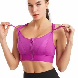 Bras Yoga Sports Cross Back Bra Sport S Women Front Zipper Regolable senza sanello in acciaio Scept Female Push Up