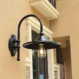 Duvar lambası Avrupa retro açık E27 su geçirmez aydınlatma villa dış bahçe kapısı siyah bronz vintage sundurma ışık fikstürü