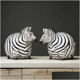 Decorative Objects Figurines Creative Zebra Statue Home Decor Living Room Scpture Wine Tv Cabinet Ornament Crafts Abstract Animal Dhogw