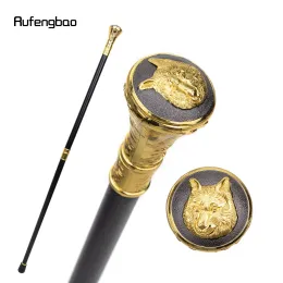 Guld lyxig varghuvud totem lättnad promenad cane mode dekorativ promenad pinne gentleman elegant cosplay knopp crosier 93 cm