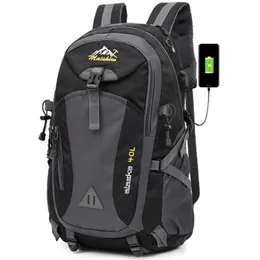 40L Waterproof USB charging Climbing Unisex male travel men Backpack men Outdoor Sports Camping Hiking Backpack School Bag Pack 20264e