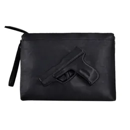 Unique women messenger bags 3D Print Gun Bag Designer Pistol Handbag Black Fashion Shoulder Bag Day Envelope Clutches With Strap261f