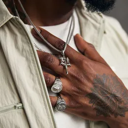 Collana da uomo con tridente in acciaio al titanio, accessori pendenti da donna Hip Hop cubano Rap Street, personalizzati, di marca alla moda