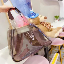 2021 new high quality transparent women's one shoulder bag two piece super large shopping bag225w