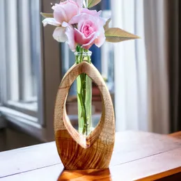 Handmade Wooden Bud Vase-Rustic Flower Vase-Unique Home Decor Flower Twig Vase-5th anniversary gift-Large Flower Vase-Flower Vase-Bud Vase