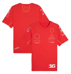 Men's Polos F1 2024 T-shirt Team New Formula 1 Racing Mens Polo Polo T-shirt Motorsport No.16 e No.55 Driver Red T-shirt Fãs camisetas Jersey AUF2