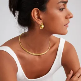 Neck Cuff for Women, Open Collar Choker Torques Necklace Adjustable ,Simple 14k Gold Jewelry