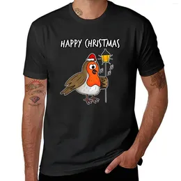 Herrtankstoppar jul robin carol sjunger roliga fågel vilda djur liv t-shirt t skjortor bomull