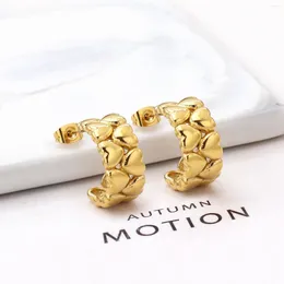 Hoop Earrings High Quality Heart Pearl Design Stainless Steel Gold Plated Wedding Engagement Jewelry Wholesale Drop