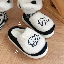 Slippers ASIFN Women's Cotton Cute Spotted Dog Comfortable Soft Home In Winter Thick Soled Indoor Cartoon Fashion Plush Shoes