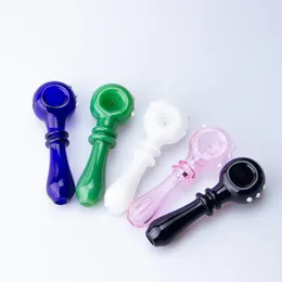 Healthy_Cigarette Y107 Dab Rig Smoking Pipe About 12cm Length Double Ring Heavy Colorful Tobacco Spoon Glass Pipes