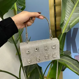 Peri Fransız el yapımı elmas seti kristal küçük kare çanta metal flip zinciri el crossbody çanta kadınlar için