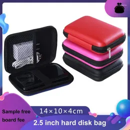 Storage Bags Zippered Lock Hard Earphone Case Leather Headphone Bag Protective Usb Cable Portable Travel Organizer