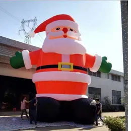 wholesale Babbo Natale gonfiabile di Natale gigante fantastico da 12 mH (40 piedi) con guanti verdi Ventilatore con cinture nere per decorazioni esterne