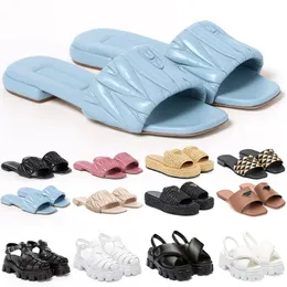 espadrille designer för kvinnliga sandaler glider tofflor miui plattform lyxig svartrosa kvinnor flicka monolit skum gummi matelasse nappa läder glider utdooe