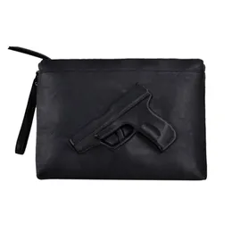 Einzigartige Frauen Messenger Bags 3D-Druck Gun Bag Designer Pistole Handtasche Schwarz Mode Umhängetasche Tag Umschlag Clutches mit Strap272K