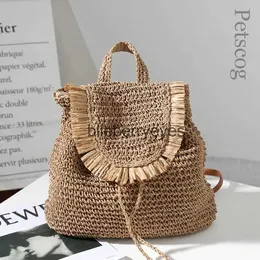 Sırt çantası tarzı yeni yaz dokuma sırt çantaları kadınlar için püskül tasarım çizgisi mini omuz çantası bohem parti paketi seyahat plajı sırt çantası24223