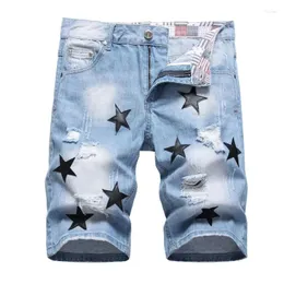 Männer Jeans Sommer Männer Hellblau Denim Shorts Löcher Kurze Männliche Mode Riss Gerade Fit Größe 42