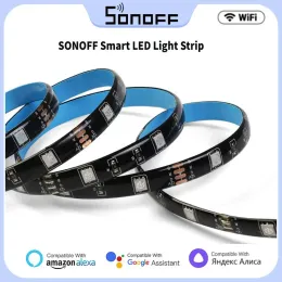 제어 Sonoff Smart LED Light Strip Dimmable Waterproof WiFi Flexible RGB 스트립 조명 Alexa Google Home Ewelink App 2m/5m 작업