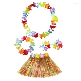 Dekoratif çiçekler çiçek çelenkler çim etek kostüm dekorasyon tatil çocuklar plastik çalma bileklik fantezi hawaii lei güzel