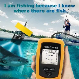 Bulucu 100m Taşınabilir Balık Bulucuları 45 Derece Sonar Balıkçılık Dedektörü IPX4 Ocean River Fishing için Su Geçirmez LCD Ekran