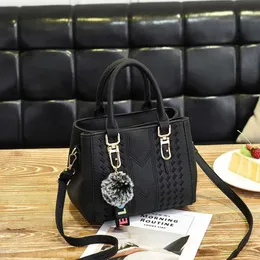 Embroidery Detail Satchel Bag Trendy PU Leather Crossbody Bag Womens Double Handle Purse With Pendant