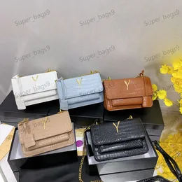 10a designer bolsa de ombro saco de pôr do sol crocodilo sacola corrente crossbody bolsas de couro genuíno mulheres embreagem de alta qualidade clássico envelope sacos de moda