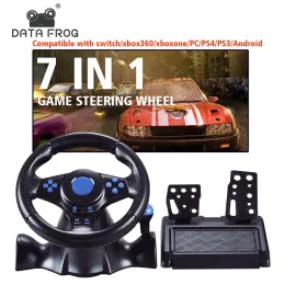 바퀴 데이터 개구리 레이싱 게임 스티어링 휠 PS3/PC를위한 스로틀 브레이크가있는 PS3/PC 이중 진동 스티어링 휠 3