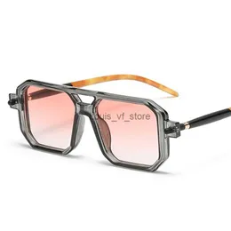 Sonnenbrille KAMMPT Vintage Quadratische Sonnenbrille für Männer Mode 2022 Retro Doppelte Brücke Männliche Sonnenbrille Brillen Trendy Marke Design Shades H24223